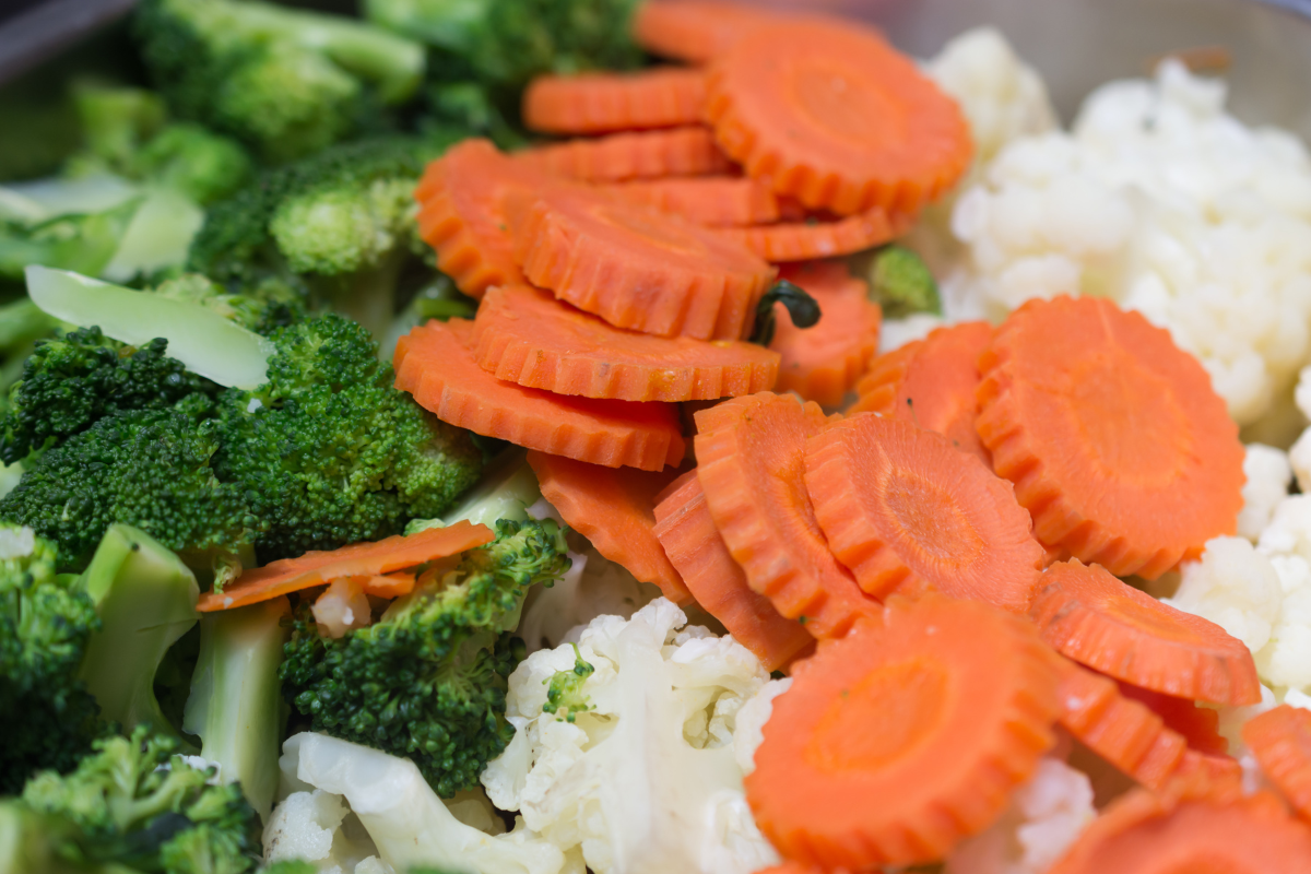 Colorful broccoli cauliflower salad