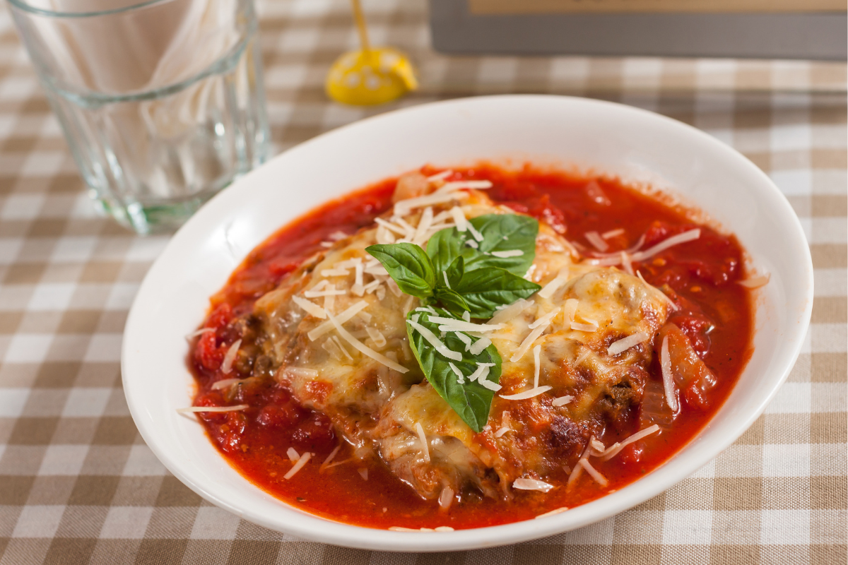 Lasagna soup in a bowl